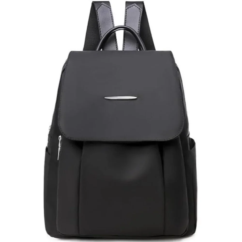 Mini Nylon Backpack for Women Lightweight Travel Purse B Black Small Trendy Bag